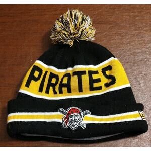 Pittsburgh Pirates New Era Logo Knit Cap, Beanie, Skull Cap Hat w/Pom MLB